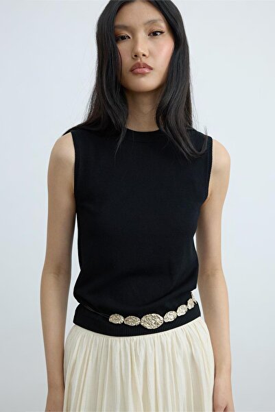 Suud Collection Black Lea Knitwear Blouse