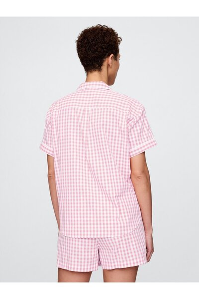 GAP Kadın Pembe Poplin Pijama Üstü