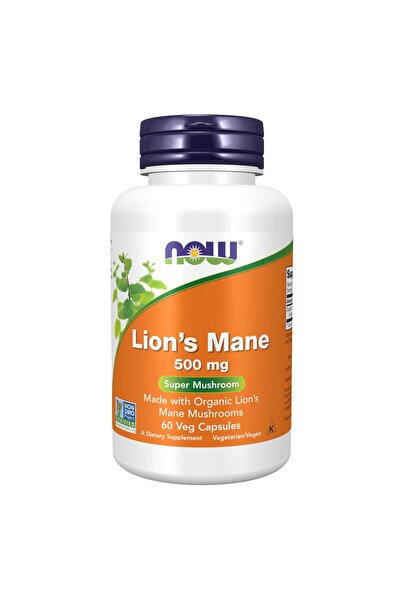 Now Foods, Lion's Mane (Aslan yelesi mantarı) 500 mg, 60 Veggie Capsules