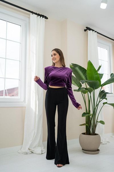 modaserdem Purple Velvet Blouse