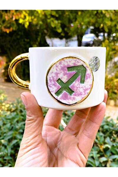 SeraSelin 24 Carat Gold Embroidered, 100% Handmade, Sagittarius 280 ml Mug Sb...