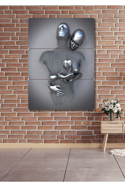 NT Handmade 3 Parça Sevgililer Duvar Dekoru Salon Oturma Yatak Odası Ofis Antre için Tablo Seti