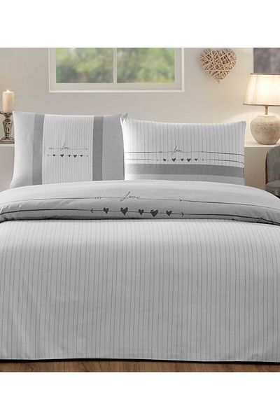 Özdilek Özdilek Nev Series Single Special Day Duvet Cover Set-Heartbeat Gray
