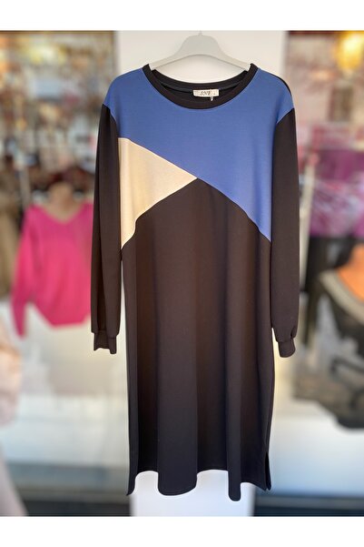 BİLGENS BUTİK Geometrik Desenli Büyük Beden Mevsimlik Viskon Tunik