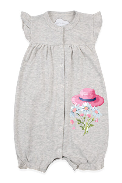Mavipink Kız Bebek Pamuklu Fırfırlı Papatyalı Kısa Şort Tulum