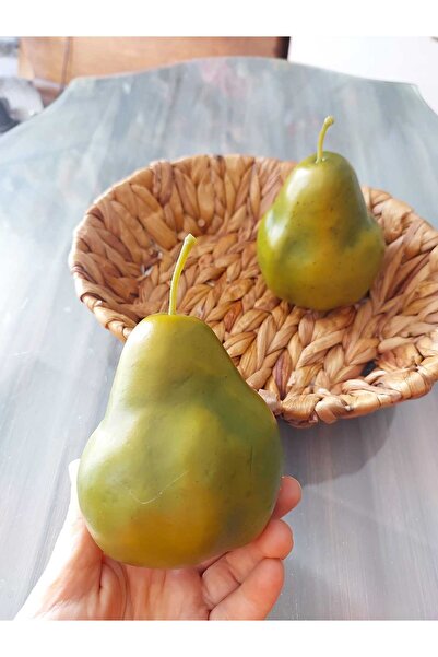 lolipophobi Dekoratif Yapay Meyve 2 Adet Yeşil Armut, Gerçekçi Yapay Meyve,de...