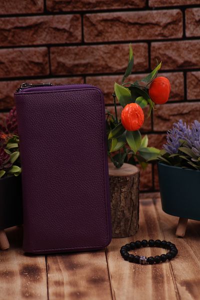 Ozka Leather Collection Unisex Long Leather Card Holder Wallet - Portfolio with Phone Compartment & Bracelet Gift