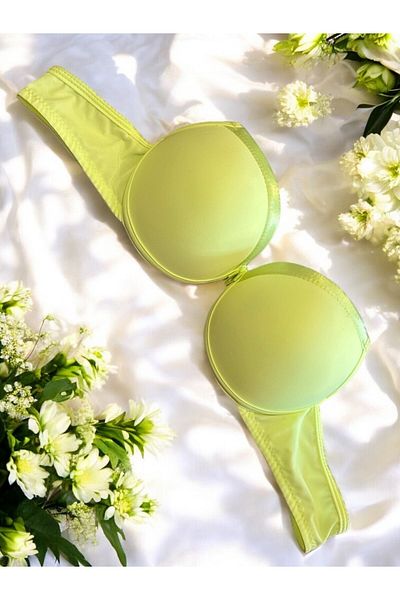 enmodaiçgiyim Γυναικείο σουτιέν Neon Yellow Full Filled Satin Λεπτομερές