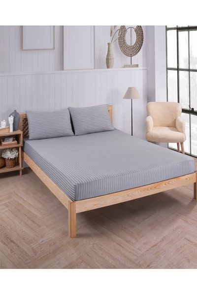Totem Satin Cotton Elastic Sheet with Pillowcase