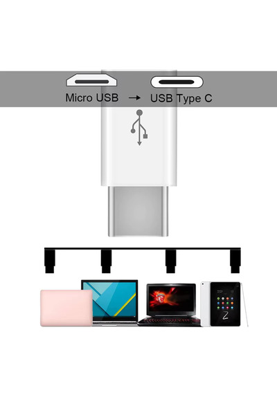Derwell Micro To Type-c Usb Dönüştürücü Otg Çevirici Adaptör Şarj Kablosu Adapteri Beyaz 3 Adet