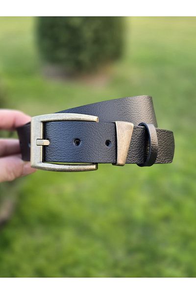 Kemerix 100% Genuine Leather Antique Coated Buckle 3.2 cm Black-Tan-Navy Blue-Acute Brown 4-Piece Belt Set