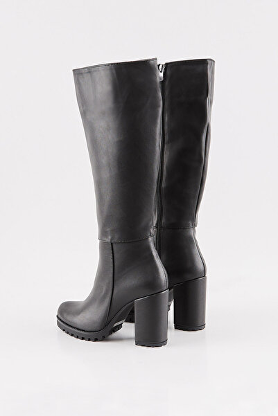 Ayakkabı Delisiyim Love Platform Zippered Thick Heeled Black Leather Women's Boots