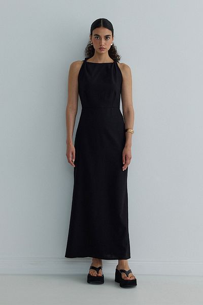 Suud Collection Φόρεμα Breeze Black Shoulder με λεπτομέρειες