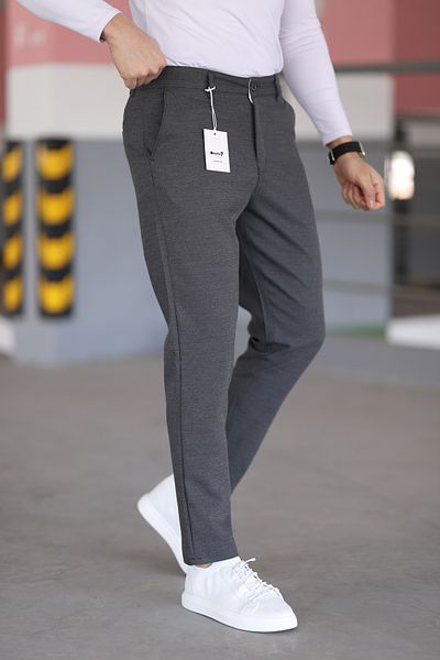 hello7 Men's Anthracite Slim Fit Flexible Lycra Quality Linen Trousers
