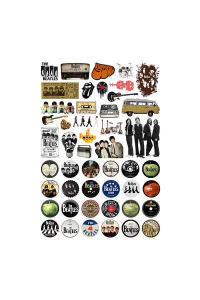 Ororabutik 48 τμχ Σετ αυτοκόλλητων The Beatles Rock Pop - Σετ αυτοκόλλητων Scrapbook Bullet Journal