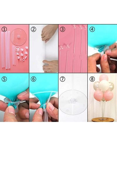 asöy 1Pcs 70cm Height Balloon Stand with 7 Sticks