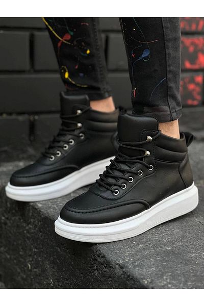 KAZAX Kb-0994 Kuback Black Skin High Sole Men's Ankle Boots