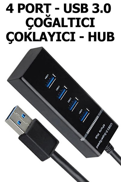 Plus Bilişim Usb Çoklayıcı Çoğaltıcı Usb 3.0 4 Portlu Çoklayıcı Usb Hub, Switch 30cm Kablolu Usb 3.0 - 5gbit/sn