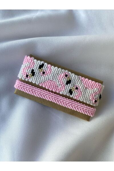 MELUSH مجموعة من سوارين محبوتين بأشكال فلامنغو