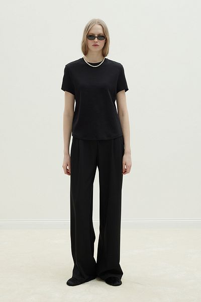 Suud Collection تي شيرت أسود مريح أساسي