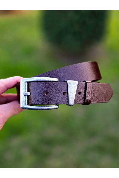 Kemerix 100% Genuine Leather Bitter Brown Belt with Tin Finish Buckle 3.2cm