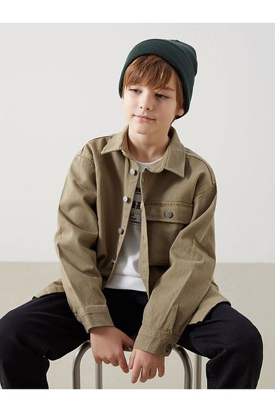LC Waikiki Lcw Kids Khaki Long Sleeve Boy Shirt Jacket