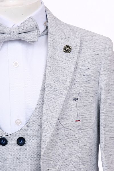 Merdia Kids Boy's Tuxedo Suit with Jacket (Badge Jacket, Navy Blue Pants, Waistcoat, Shirt and Bowtie)