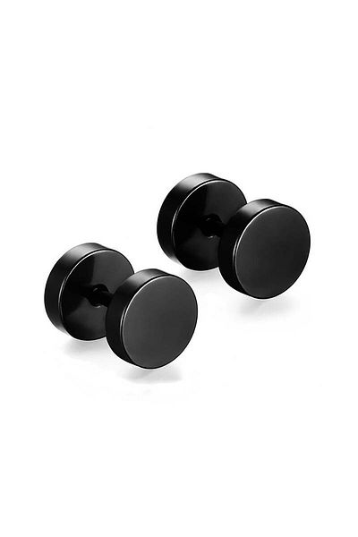 AyçaSilver Black Steel Dumbbell Earrings