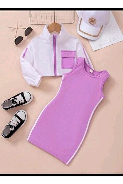 tunay moda Camisole Dress and Two Rope Jacket Combo