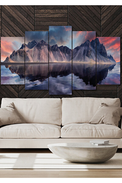 NT Handmade 5 Parça Deniz ve Dağ Duvar Dekoru Salon Oturma Yatak Odası Ofis A...