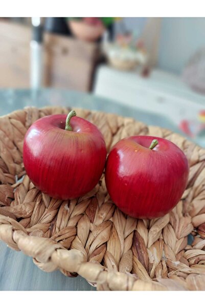 lolipophobi Dekoratif Yapay Meyve 2 Adet Kırmızı Elma, Gerçekçi Yapay Meyve,d...