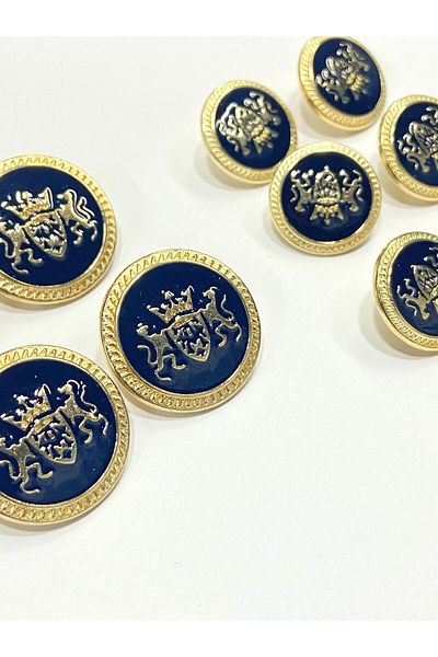 karantuhafiye Double Lion Model Blazer Jacket Set Gold Navy Blue (4+8 Set)