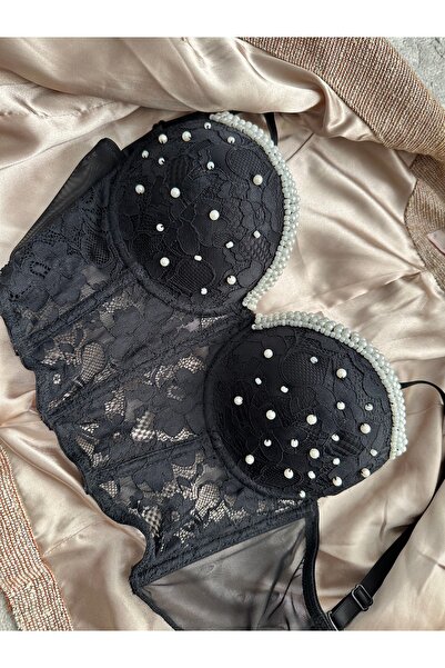 akasha lingerie El işlemesi İnci detaylı Korseli Bustiyer