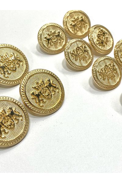 karantuhafiye Blazer Jacket Button Set - Double Lion Model (4+8 Set) Gold