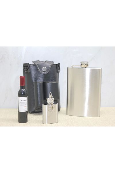 RubyBoutiques Leather Sheathed Flask Set Alk3927 - Blc9580-9905