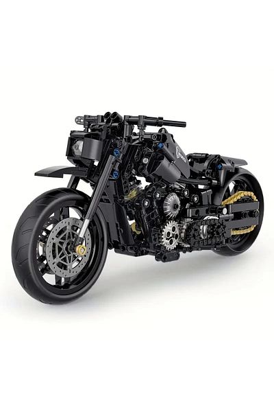 BUILDING BLOCK 1:8 Scale Technical Motorcycle Model Kit 586 Pieces Black Ages 8+