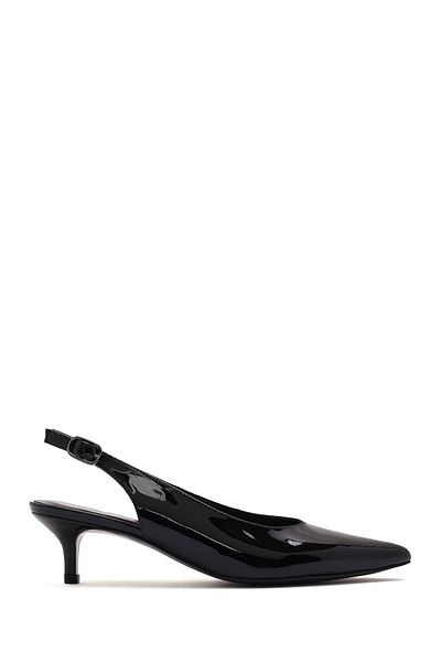 Derimod Women's Black Ankle Buckle Short Thin Heeled Patent Leather Shoes 25Sfd 230616