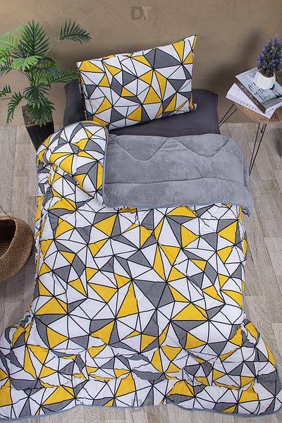 dt dejavu.teks Single Welsoft Quilt + Pillowcase Set |   Geometric Patterned Double Sided Quilt Set