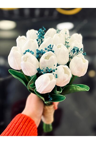 Rüveyda Islak Lale Gelin El Buketi Mavi Cipsolu