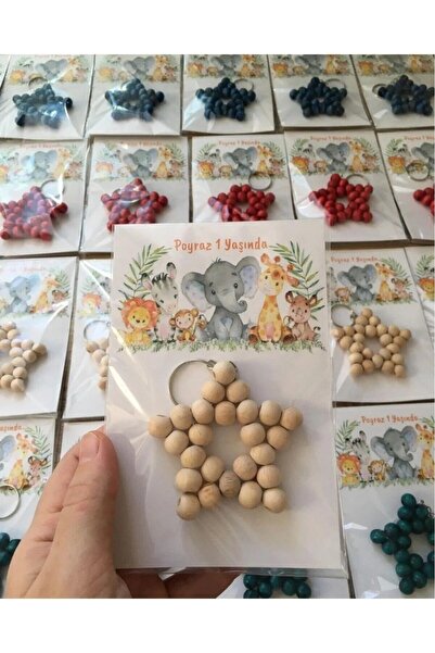 Genel Markalar Ahşap Halkalı Yıldız Anahtarlık Karışık Renk (30ADET)