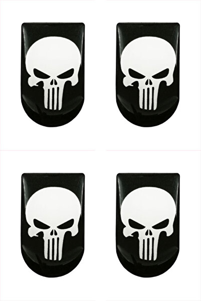 Aresoutdoors Şarjöraltı Sticker Bayrak Etiketi 4 Adet Siyah Beyaz Skull Desenli