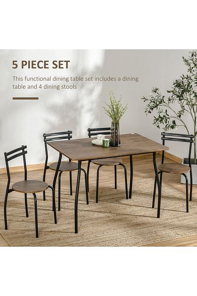 TrentonGCC Modern Diy Dining Table Set For 4, Kitchen Table With 4 Chairs Steel Frame