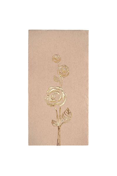 Story 40X40 cm Gold Foil Roses Patterned 16 Pack 1/8 Fold Kraft Colored Paper Napkins