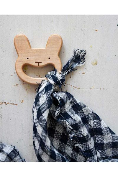 MİESSA Organic Baby Teether, 1Pcs Basswood Rabbit Figured Teether
