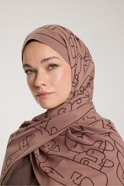 PURESCARFS Pure Tone Shawl - Marginal Pattern - Milk Coffee