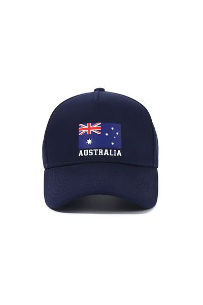 LEIVOR Тъмносиня шапка с австралийски принт Snapback