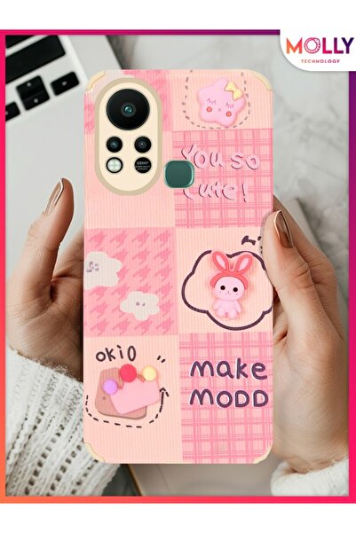 Molly حافظة سيليكون مخططة بنمط مزاج الأرنب لهاتف Infinix Hot 11S