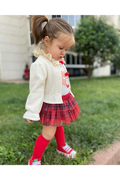 Cumino Lourenza Yeni Yıl Kırmızı Body Bolero Şortlu 3 Lü Kız Takım