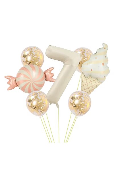 Öztürkpartievi مجموعة بالونات حلوى الآيس كريم الرجعية