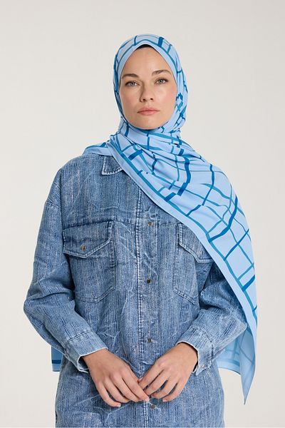 PURESCARFS Şal Pure Tone - Model pătrat - Baby Blue - Albastru
